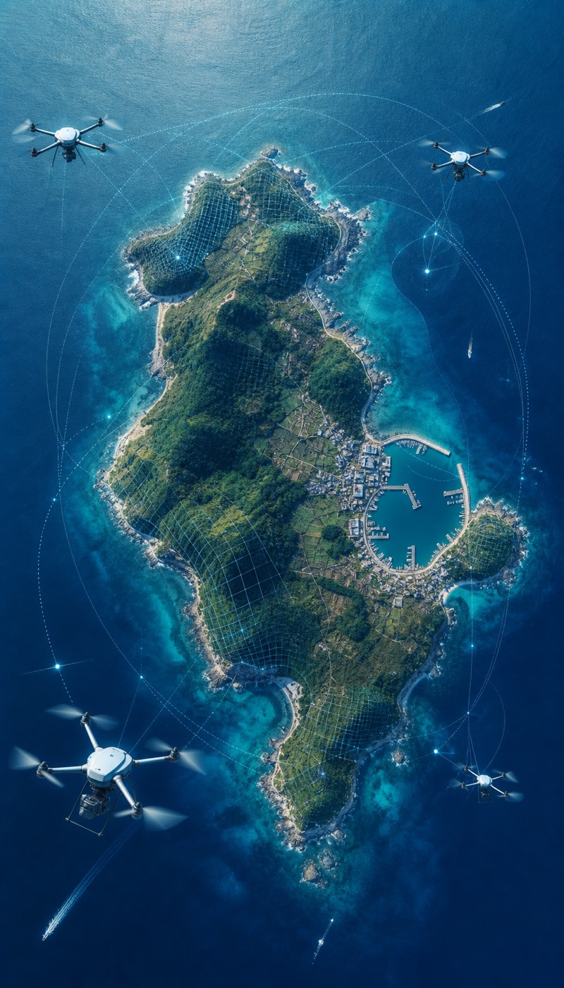 柱島の真俯瞰・離島全景